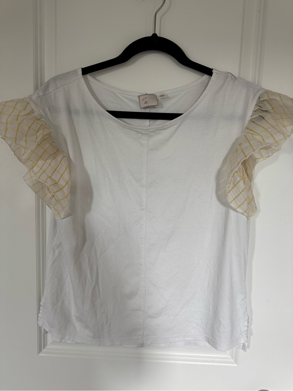 Anthropologie White Fairy Boho Ruffle Sleeve Tee Size XS
